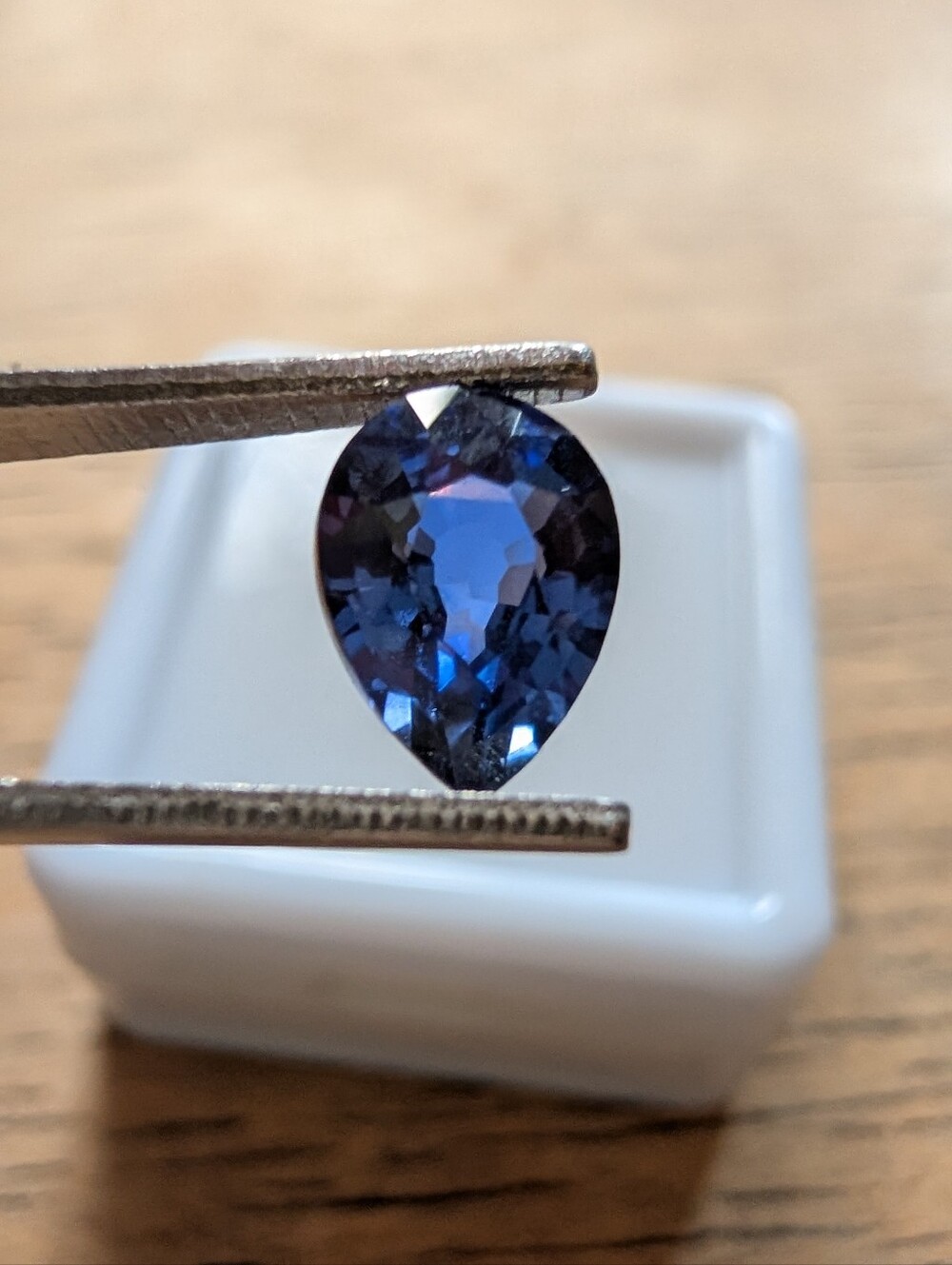 Pear Cut Royal Blue Sapphire Loose Gemstone Recrystallized Gem